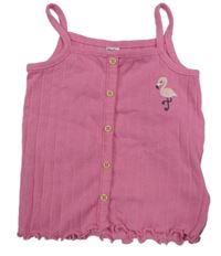 Růžový žebrovaný crop top s plameňákem Dopodopo