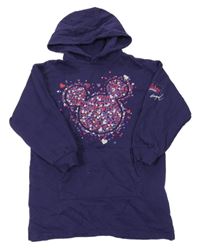 Fialová tepláková tunika se srdíčky ve tvaru Mickey a kapucí Desigual