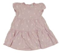 Růžové bavlněné šaty s koníky a volánky Topomini