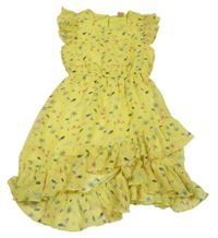 Žluté šifonové šaty s květinami a zvířaty Kiki&Koko