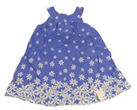 Fialové plátěné šaty s kytičkami Mothercare