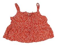 Červený kytičkovaný peplum crop top s mašlí zn. Next 