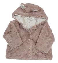 Světlerůžová chlupatá podšitá bunda s kapucí zn. Next