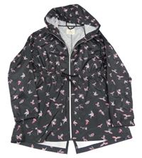 Černá šusťáková lehká parka s ptáčky a kapucí Primark