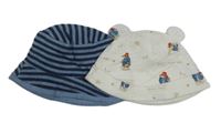 2set - Bílá čepice s Paddingtonem + pruhované klobouky