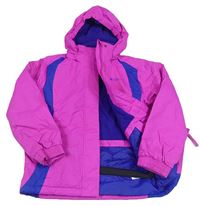 Neonově fuchsiovo-modrá šusťáková lyžařská funkční bunda s kapucí Mountain Warehouse