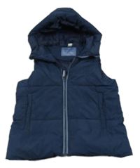 Tmavomodrá šusťáková zateplená vesta s kapucí Yigga