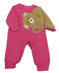 Fuchsiový teplákový overal s medvídkem 