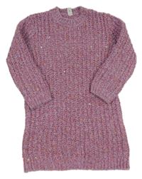 Fialovo-barevné pletené šaty s flitry Tu