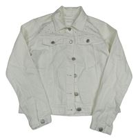 Bílá riflová crop bunda s kamínky Next