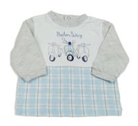 Bílo-šedo-kostkované triko se skútry 