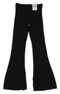 Nové - Černé žebrované flare kalhoty Next