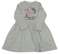 Světlešedé bavlněné šaty s překlápěcími flitry H&M