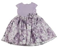 Lila-bílé šaty s květovanou sukní s mašlí H&M
