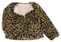Hnědo-černá leopardí kožešinová podšitá bunda H&M