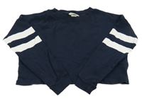 Tmavomodrá crop mikina s proužky H&M