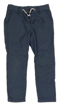 Tmavomodré melírované chino kalhoty H&M