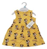 Nové - Hořčicové bavlněné šaty s Minnie Disney