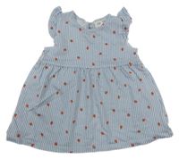 Modro-bílé pruhované šaty s jahůdkami a volánky H&M