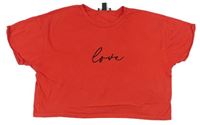 Červené crop tričko s nápisem New Look