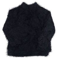 Tmavomodrý chlupatý svetr Zara 