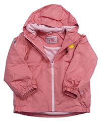 Růžová šusťáková jarní bunda se sluníčkem a kapucí 