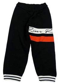 Černé pletené kalhoty s proužky River Island