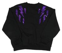Černá crop mikina s blesky z flitrů Primark