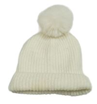 Smetanová žebrovaná pletená čepice s bambulí 