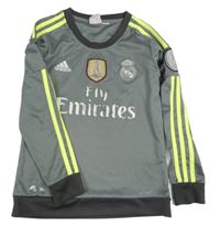 Šedé funkční fotbalové triko Real Madrid a logem Adidas