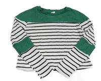 Bílo-černo-zelené pruhované crop triko Shein