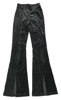 Šedo-stříbrné sametové flare kalhoty Shoeby