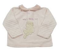 Světlerůžová pruhovaná sametová mikina s kočičkou C&A