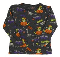 Tmavošedé halloweenské triko s dinosaury Primark 