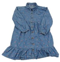 Modré riflové propínací šaty se srdíčky Lili Marelle