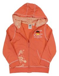 Lososová propínací mikina s potiskem a kapucí 