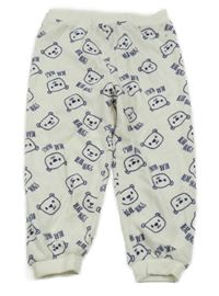 Smetanové sametové tepláky s medvídky Lupilu