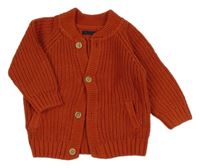 Rezavý žebrovaný propínací svetr Next