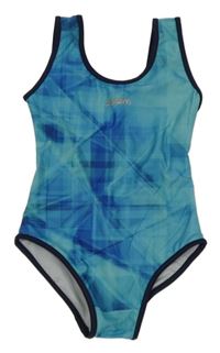 Modro-světlemodré vzorované jednodílné plavky Zagano