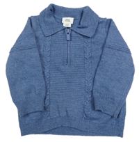 Modrý svetr se vzorem a límečkem River Island