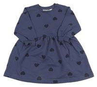Tmavomodré teplákové šaty se srdíčky H&M