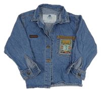 Modrá riflová bunda s nášivkou 