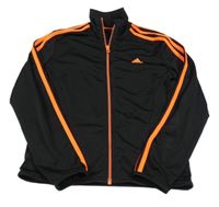 Černo-oranžová sportovní propínací funkční mikina s pruhy Adidas 