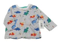 Nové - Bílo-černé pruhované triko s dinosaury Matalan