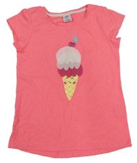 Neonově růžové tričko se zmrzlinou Kiki&Koko
