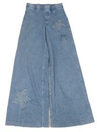 Světlemodré palazzo teplákové rifle s hvězdičkami H&M