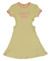 Žluto-bílé pruhované žebrované bavlněné šaty s průstřihy zn.Kiabi