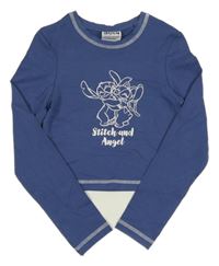 Tmavomodré crop triko se Stitchem Primark