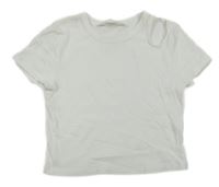 Bílé žebrované crop tričko s průstřihem H&M