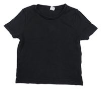 Černé žebrované crop tričko Lindex 